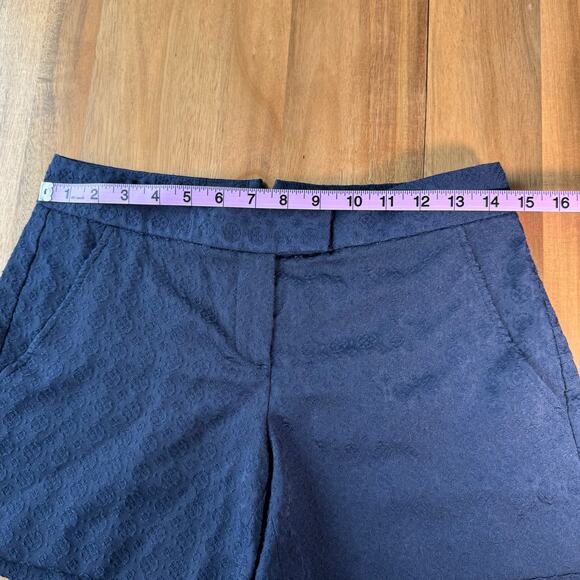Theory Lynie Jacquard Shorts Low Rise Chino Style Mini Short Size 2 Blue - Picture 9 of 11